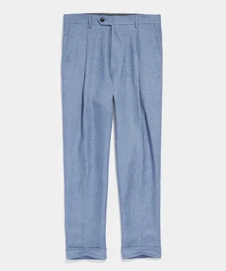 Italian Linen Madison Trouser in Light Blue