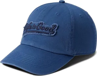 Life is Good Ballyard Script Angled Tattered Chill Cap (Vintage Blue) Caps