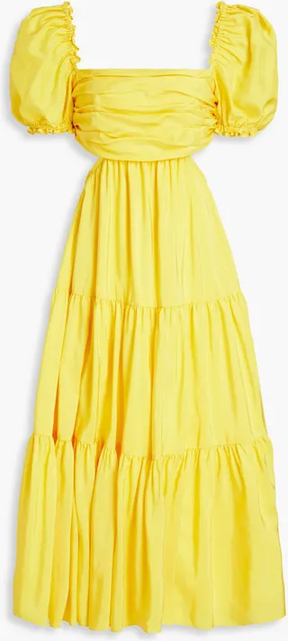 Izzy tiered cutout silk-satin midi dress