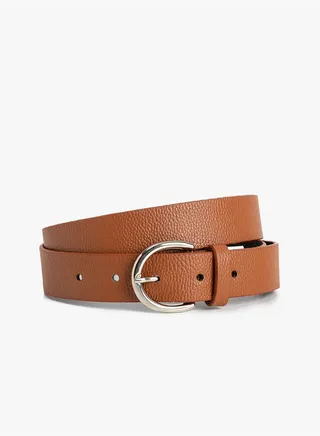 Metal Buckle Detail Faux Leather Belt