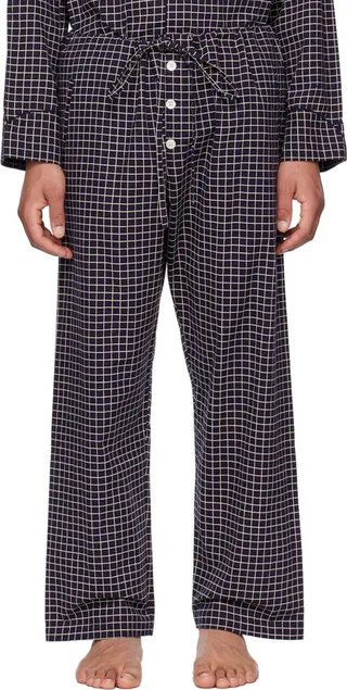 Bode Navy Grid Pyjama Pants