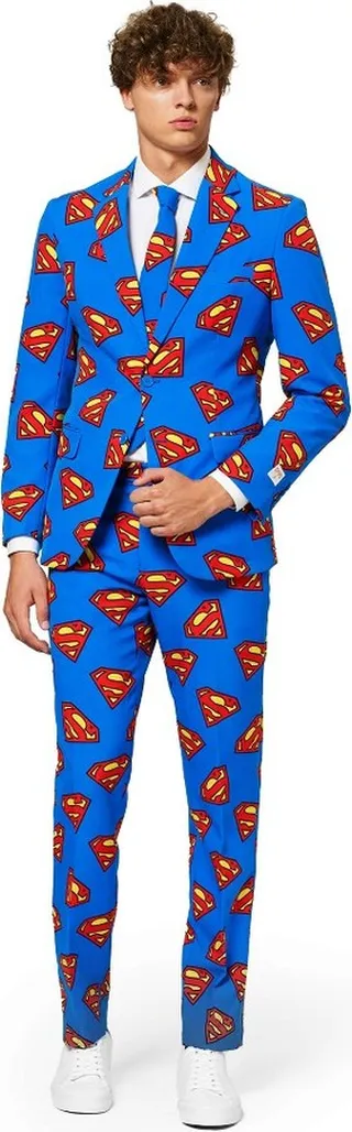 OppoSuits Men's Suit - Superman - Blue - Size: US 50