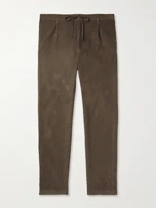 Tanker Straight-Leg Cotton-Corduroy Drawstring Trousers