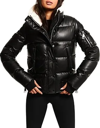 Sam. Allegra Faux Leather Puffer Coat