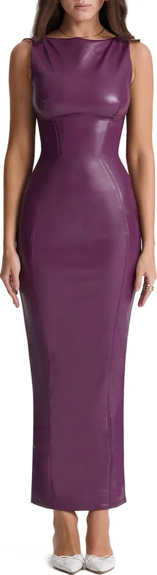 Faux Leather Sheath Dress