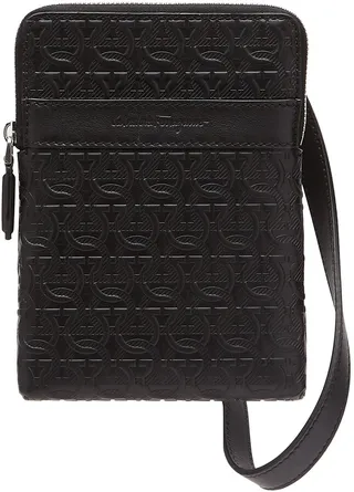 Gancio Embossed Leather Crossbody Bag