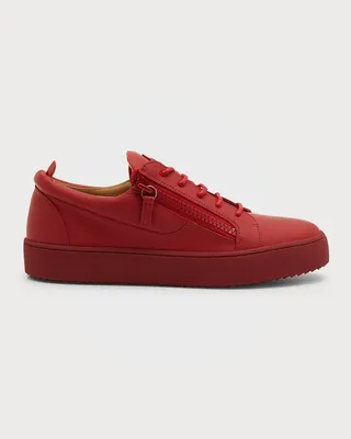 Men's Zip Leather Low-Top Sneakers