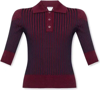 Bottega Veneta Short Sleeved Ribbed Polo Shirt