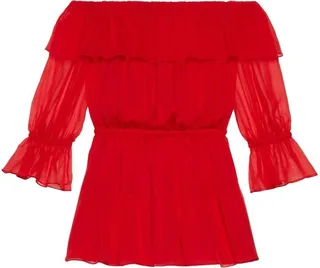Off-Shoulder Silk-Chiffon Dress
