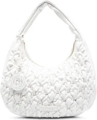 Logo-Patch Smocked Shoulder Bag