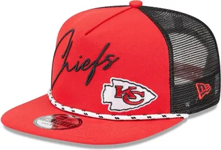 Men's New Era Red Kansas City Chiefs Script Logo Golfer 9FIFTY Snapback Hat