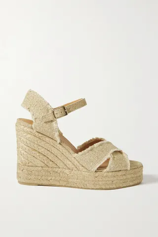 Castañer - + Net Sustain Bromelia 100 Metallic Canvas Espadrille Wedge Sandals - Gold