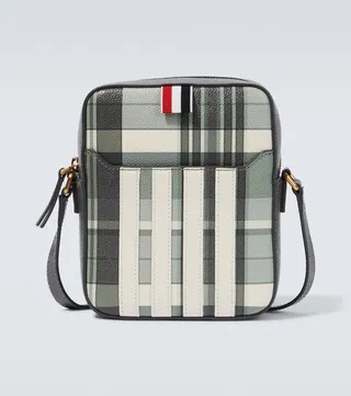 4-Bar checked leather crossbody bag