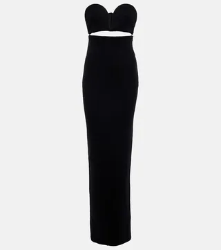 Strapless wool-blend gown