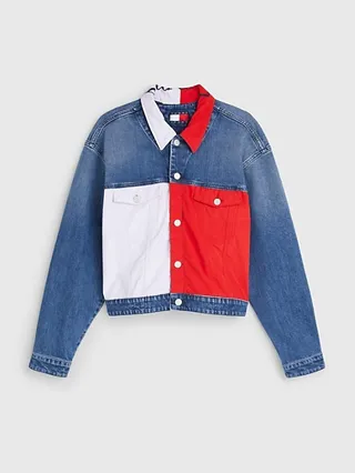 Tommy Collection Cropped Flag Denim Jacket