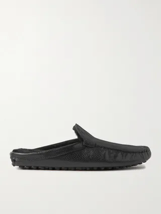 Shearling-Lined Full-Grain Leather Slippers