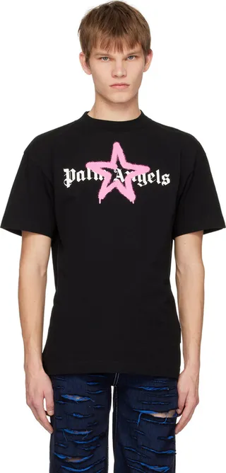 Palm Angels Black Printed T-Shirt