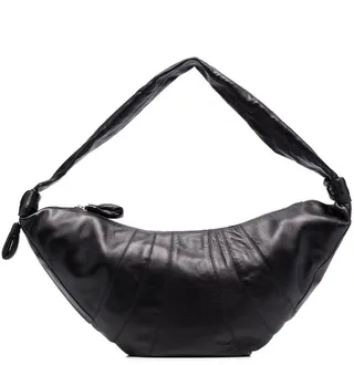 Croissant zip-up leather shoulder bag