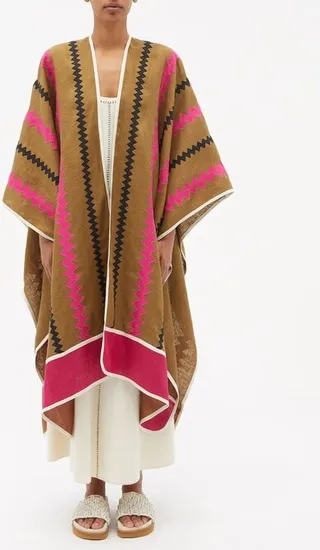Ola Zigzag-appliqué Linen Cape