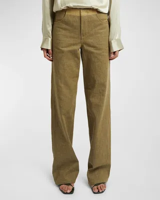 Deconstructed Denim Straight-Leg Jeans