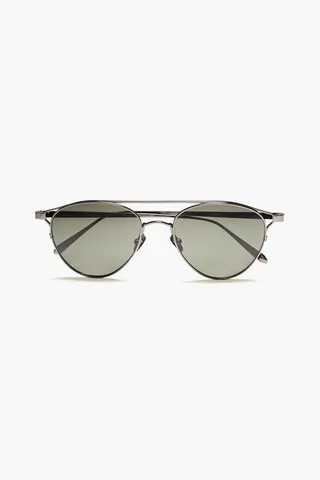 Aviator-style gunmetal-tone and titanium sunglasses