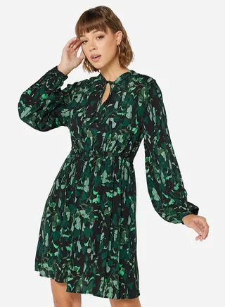 Abstract Tie-Up Mini Dress