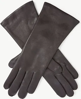 Womens Black Helene Leather Gloves