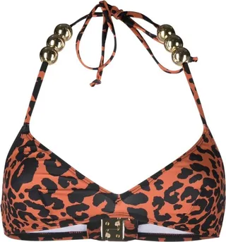 Leopard-Print Bead Detail Bikini Top