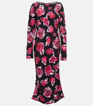 Floral cady midi dress