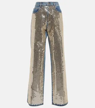 High-rise embellished jeans