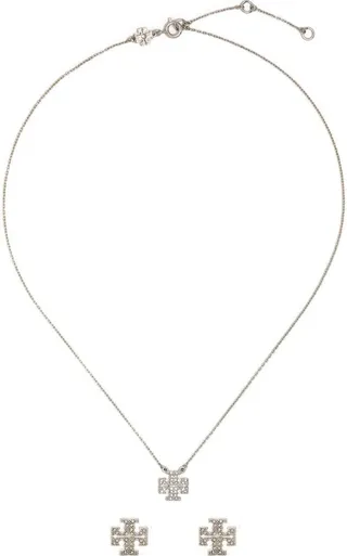 Crystal-Embellishment Logo Earrings