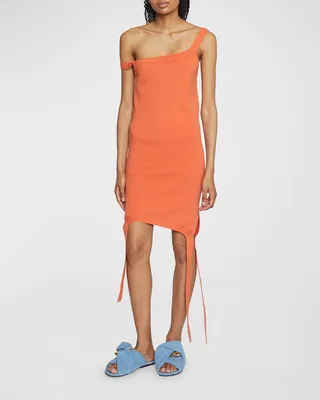 Deconstructed One-Shoulder Knit Dress