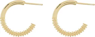 18K Gold Milgrain Hoop Earrings