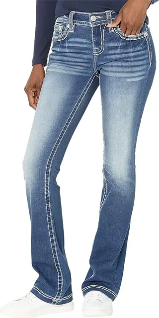 Miss Me Butterfly Member Mid Boot Jeans in Medium Blue (Medium Blue) Women's Jeans