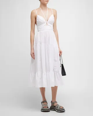 Phoebe Cutout Tiered Halter Midi Dress