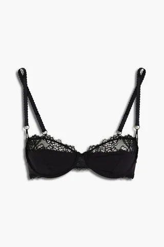 Ella Shining corded lace and charmeuse underwired bra