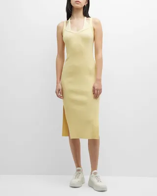 Color-Plaited Cutout Midi Tank Dress