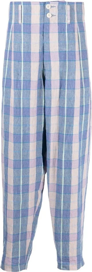 Relaxed-Fit Check-Pattern Trousers