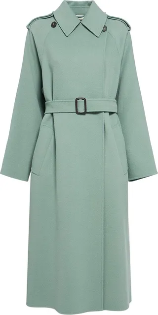 Cobalto belted wool blend trench coat