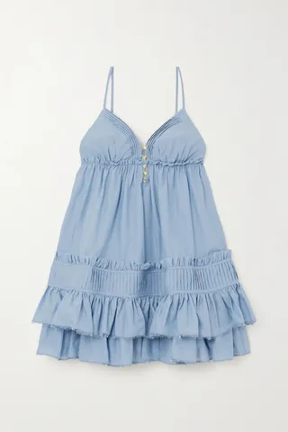 Aje - Talia Ruffled Cotton-gauze Mini Dress - Blue