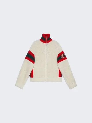 Classic Bomber Jacket Ivory Red And Green