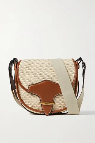 Isabel Marant - Botsy Small Leather-trimmed Raffia Shoulder Bag - Neutrals