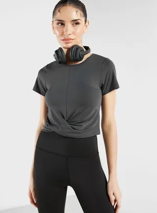 Knot Detail Cropped Athletic T-Shirt