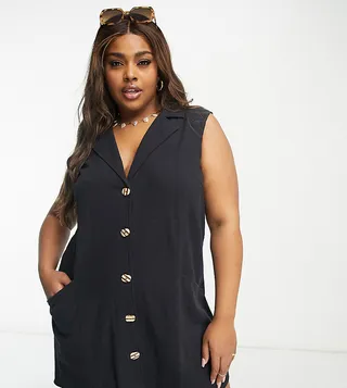 ASOS DESIGN Curve vest mini dress in black