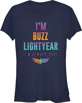 Junior's Lightyear I'm Buzz Lightyear I'm Always Sure T-Shirt - Navy Blue - Medium