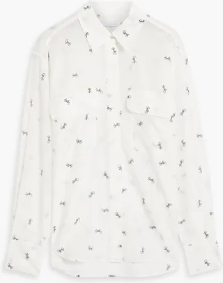 Printed cotton and silk-blend shirt