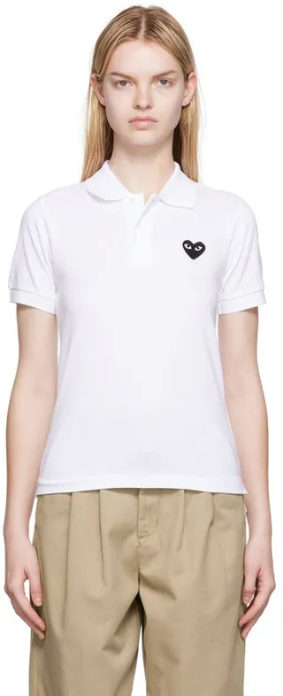 Comme des Garçons Play White Heart Patch Polo