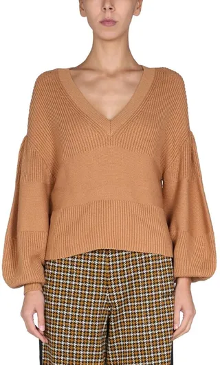 Staud Rye V-Neck Ribbed Sweater