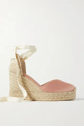 Castañer - + Net Sustain Chiara 80 Satin And Canvas Wedge Espadrilles - Pink