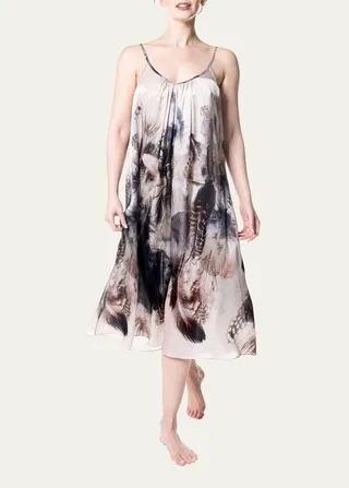 Sanctuary Feather-Print Silk Nightgown